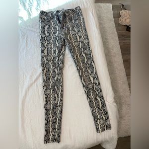 Black Snakeskin Print Jeans